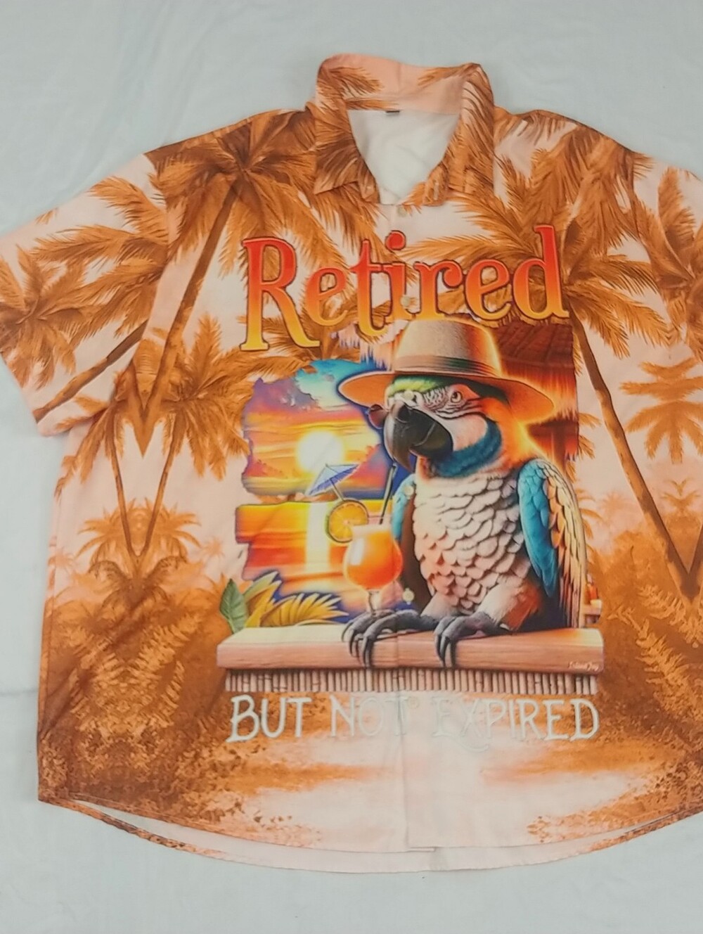 Mens Retired Parrot Graphic Tee 4xl Bright Short Sleeves Vacation Summer Relaxed